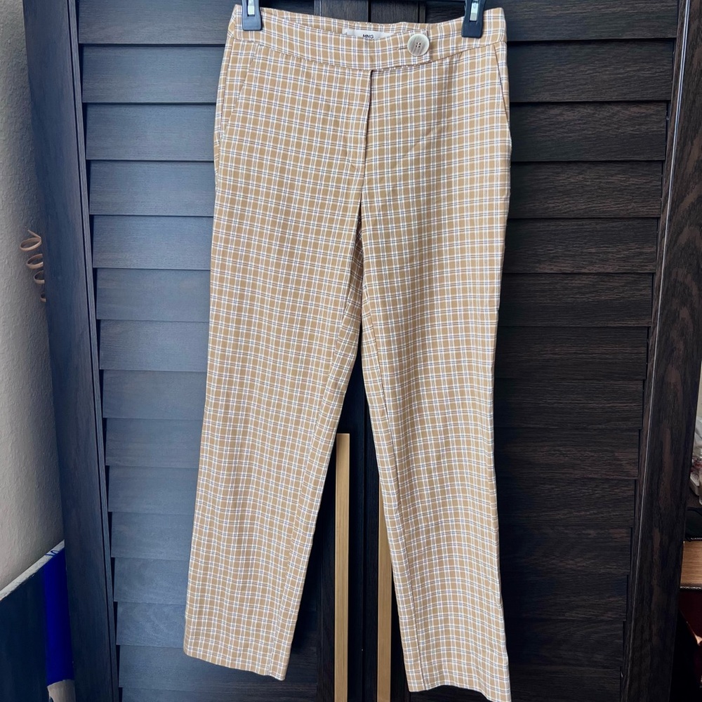 Mango Plaid Straight Leg Pants